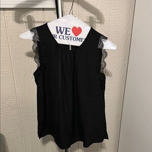 Elegant Black Lace Trim Women's Top